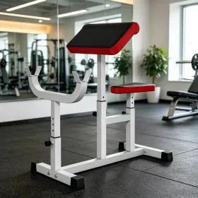 Heavy-Duty Red Vertical Leg Press Machine with Adjustable Leg, Back & Head Positions, 1"