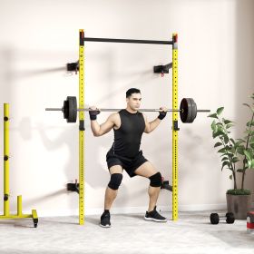 Folding Squat Rack with Pull Up Bar, Wall Mounted and Adjustable, 1000 Pounds Capacity