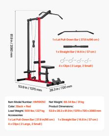 LAT Pull Down Machine, 2-in-1 Row Cable Machine, Cable Machines Home Gym With 3-Level