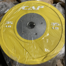CAP 35 lb Olympic Rubber Bumper Plate with Steel Hub-YELLOW