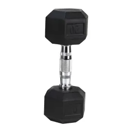 20LB (1piece)HDRS Rubber Coated Solid Cast Iron Dumbbell with Contoured Chrome Handle