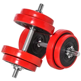 44lbs 2-In-1 Dumbbell & Barbell Adjustable Set Strength Muscle Exercise Fitness Plate Bar