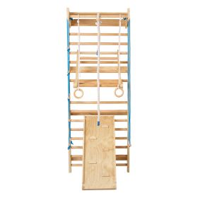 Swedish Ladder Wall Gym, 8-in-1 15 Levels Solid Wood Wall Stall Bars, 220LBS Indoor Jungle