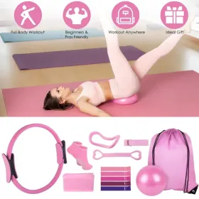 14Pcs Pilates Ring Essentials-Kit For Women With Yoga Ball Arm Stretcher 5 Resistant