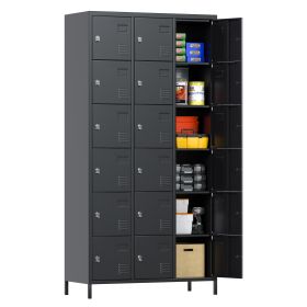 Lockers For Employees, 18 Doors Metal Storage Locker With Card Slot And Ventilation Holes