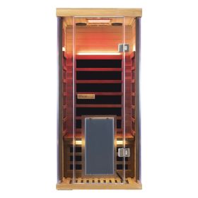 Wizzisaunas 1-Person Red Cedar Full-Glass Infrared Sauna