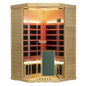 Wizzisaunas Corner Hemlock Full-Glass Infrared Sauna