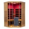Wizzisaunas Corner Red Cedar Full-Glass Infrared Sauna