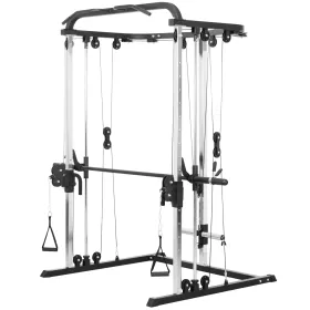 3 In 1 Smith Machine Power Rack with Cable Crossover System, Pull up Station, 16-Level