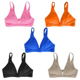 Women Deep V Neck Sports Bras U-Shaped Back Sport Bras Padded Strappy Crop Open Back Low