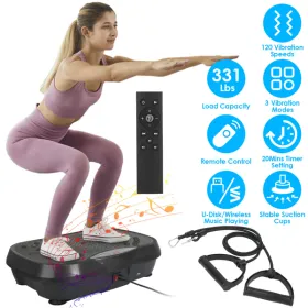 Vibration Plate Exercise Machine with 120 Speed Levels & 2 Resistance Bands, 331Lbs Load