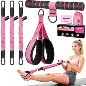 3 Tube Sit Up Resistance Bands With Handles & Foot Pedals, Adjustable Abdominal Exercise