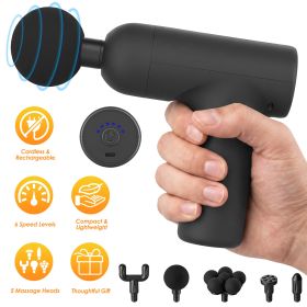 Portable Mini Massage Gun Deep Tissue Percussion Massager With 6 Speeds 5 Interchangeable