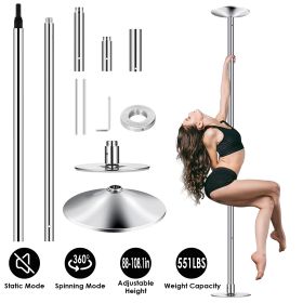Dance Fitness Pole, 45mm Spinning and Static, 88-108.1 in Adjustable Height