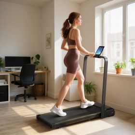 Walking Pad Treadmill, 0.6–6.2mph Foldable Under Desk Treadmill with Incline, Wheels, LED