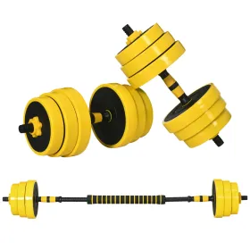 Dumbbell & Barbell Adjustable Set 55lbs Plate Bar Clamp Rod for Strength Training, Full
