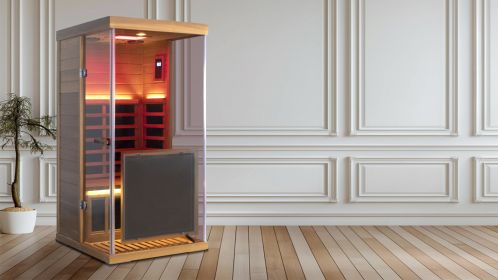 Wizzisaunas Mini Red Cedar Infrared Sauna, Right Opening Door