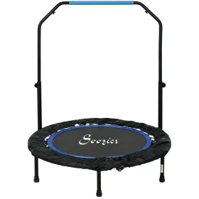 40" Foldable Mini Fitness Trampoline, with Adjustable Foam Handle, Blue