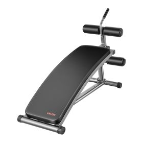 Sit Up Bench, Curved Decline Ab Bench With Reverse Crunch Handle, With 6 Adjustable Height