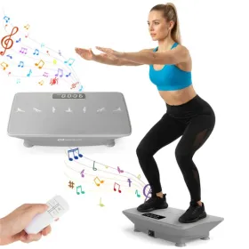 Gray Full Body Vibration Plate Exercise Machine, 10 Adjustable Speed Levels With Remote