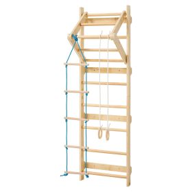 Swedish Ladder Wall Gym, 4-in-1 8-Level Indoor Jungle Gym, 220LBS Loading Solid Wood