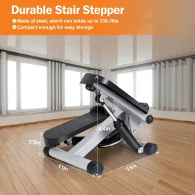 Stepper For Exercise Mini Fitness Stepper With 2 Resistance Bands LCD Monitor Max 330.7LBS (83084289)