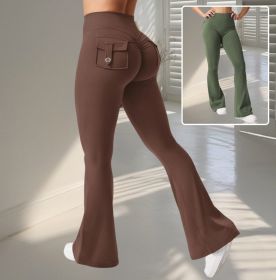 Yoga Fitness Flared Pants With Pockets Ins Fashion Slim High Waist Sports Trousers Scrunch