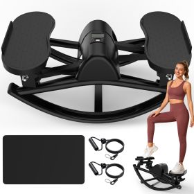 Lateral Stepper For Exercise-Rocking Stepper Machine With Resistance Bands & Anti-Slip Mat