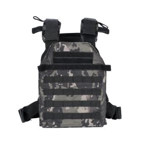 Tactical Weighted Vest with MOLLE & Quick Release (Plates Not Included), Black Camo