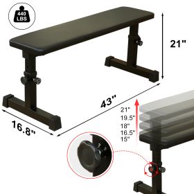 THE Flat Weight Bench For Strength Training W 5-Level Adjustable Height