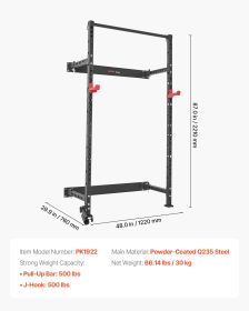 Folding Power Cage, Wall-Mounted Power Rack Squat Rack, Multifunctional Strength Training