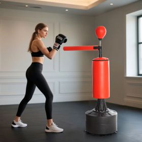 Boxing Bag, Freestanding Punching Bag with Speed Ball, Rotating Boxing Bar and Gloves