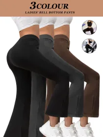 3pcs Butt-Lifting Flare Yoga Pants High Waist, Ultra Stretch, Naked Feel Leggings For