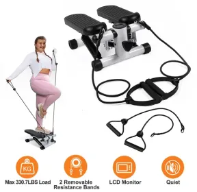 Steppers For Exercise, Mini Stair Stepper With Resistance Bands At Home Workout Equipment