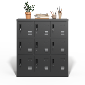 9-Door Employee Storage Locker, Metal Lockers For Office, Gym, School, And Homewith Card