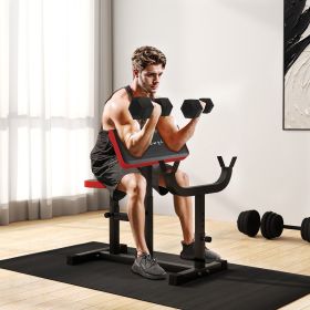 265 LBS Preacher Curl Bench for Strength Training, Adjustable Seated Arm Isolated Barbell (76813570)