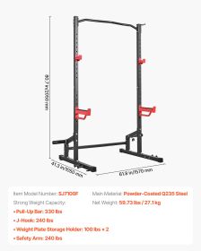 Power Cage Squat Rack, Multifunctional Power Rack Home Gym, 1000LBS Strength Training