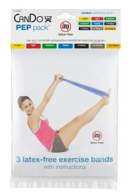 CanDo Latex Free Exercise Band PEP Pack (Pack: Moderate (green, blue, black))