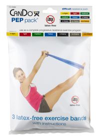 CanDo Latex Free Exercise Band PEP Pack (Pack: Difficult (black, silver, gold))