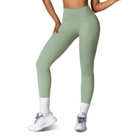 Women's High Waist Yoga Leggings, 25 in Inseam (Color: Green, size: S)