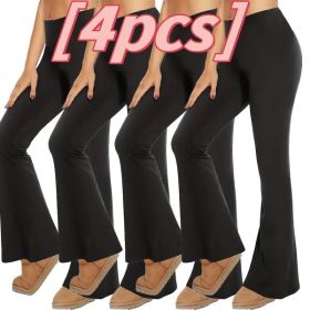Flare Yoga Pants 4-Pack, High Waist (Color: Black, size: S)