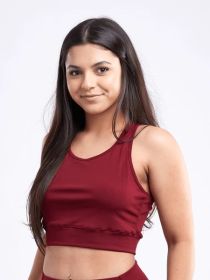 JupiterGear Lightweight Racerback Training Crop Tank (Color: Burgundy, size: S/M)