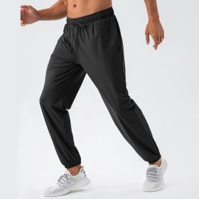 Men's Quick Dry Nylon Track Pants (Color: Black, size: XL)