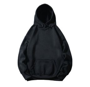 Unisex Drawstring Pullover Hoodie (Color: Black, size: S)