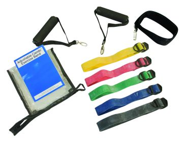 CanDo Adjustable Exercise Band Set (Set: 5-band set (1 each yellow red green blue black))