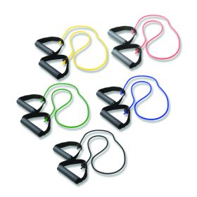 CanDo Exercise Tubing with Handles, 48 in (Resistance: 48 in 5 pc set (1 each yellow through black))