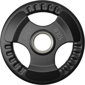 Rubber Coated Weight Plates in Pairs or Single for Strength Training Weightlifting and Bodybuilding Black 4 Size Options (Color: BLACK, Weight: 10LB)