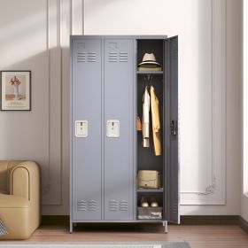 Metal Lockers with Lock for Employees, 72 in H Storage Locker Cabinet for Home Gym (Doors: 3 door)