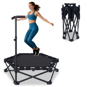 42" Foldable Mini Trampoline, One-Step Fold & Open, Rebounder Trampoline for Adults (Color: Black)