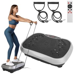Whole Body Vibration Plate with Resistance Bands & Remote (Color: Black)
